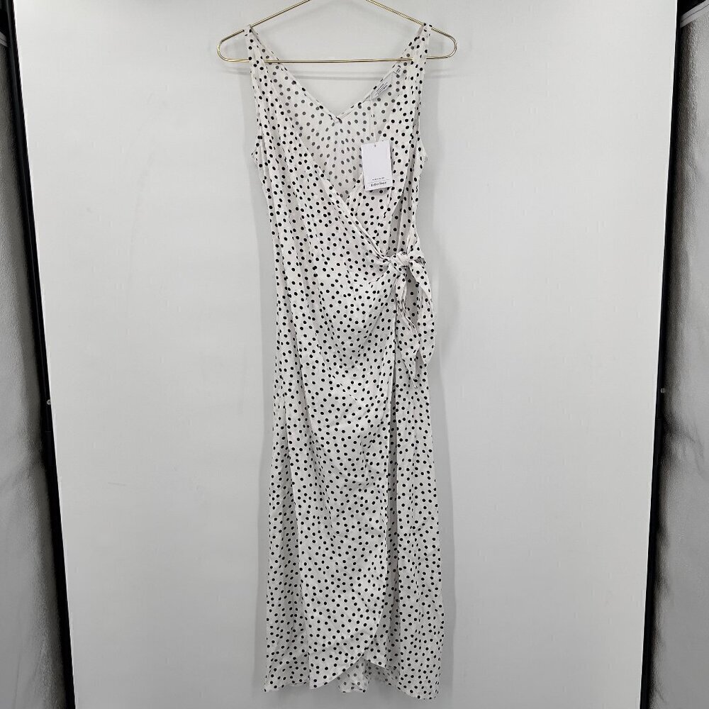 & other Stories Women's Black/White Polka Dot Sleeveless Wrap Dress NWT Size 4